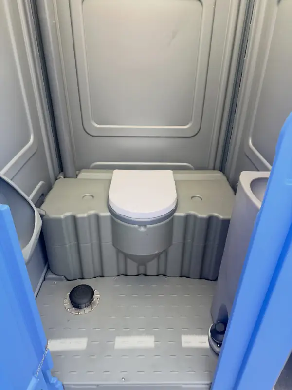 Gray deluxe porta potty interior